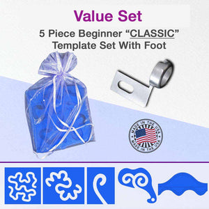 5 Piece Beginner Template Set w/Foot - Classic - Path Easy™ - 1/2 Inch Path Width - 1/8 Inch Thick