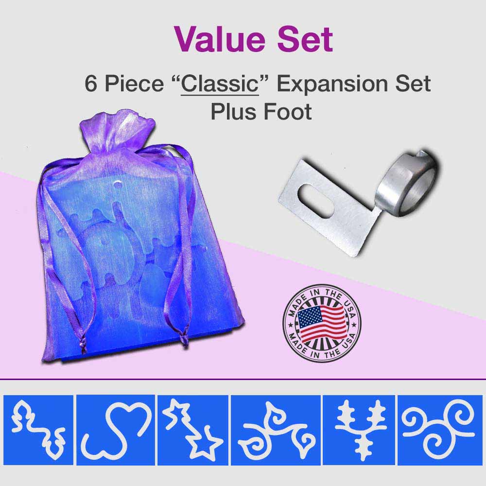6 Piece Template Expansion Set w/Foot - Classic - Path Easy™ - 1/ 4 Inch Path - 1/8 Inch Thick
